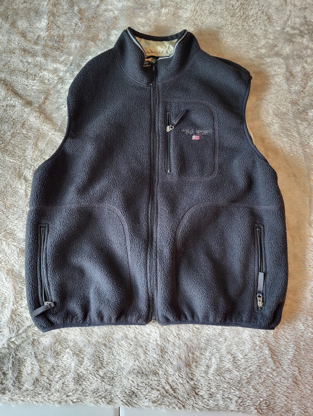 Polo by Ralph Lauren Black Zip-Up Fleece Vest Vintage